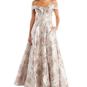 Floral-Brocade Ball Gown